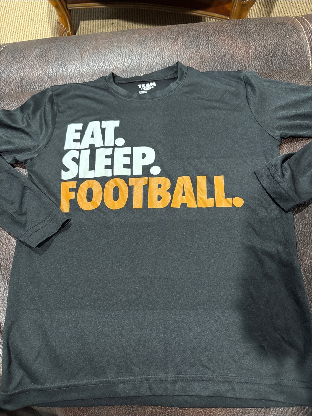 Team Black Eat. Sleep. Football. Long Sleeve Tee